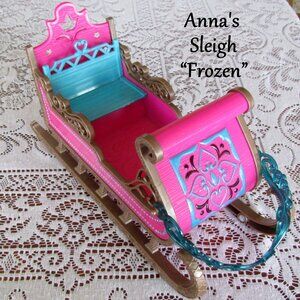 ANNA'S SLEIGH, "FROZEN", DISNEY & BARBIE DOLLS FIT,  REINDEER SLEIGH PART